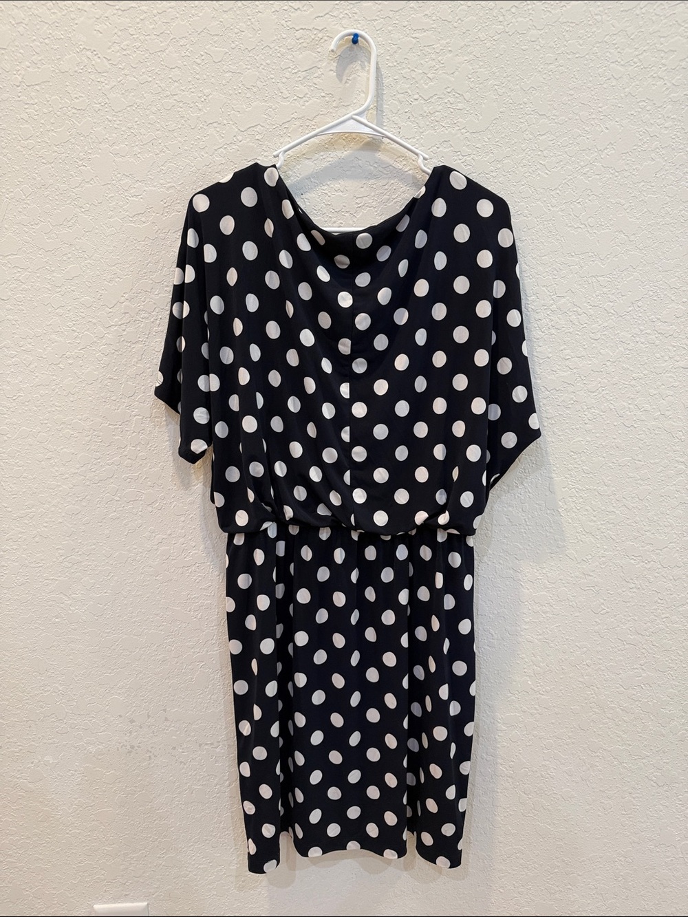 Ronni Nicole Navy and White Polka Dot Keyhole Dress